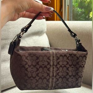 Coach Dark Brown Patterned Shoulder Bag